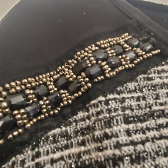 CJ Banks Womens Beaded Pullover Sweater Blouse Plus Size 1X Black and White - Picture 4 of 10